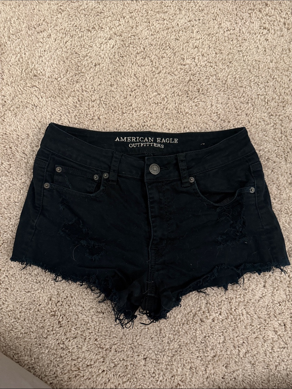 American Eagle Outfitters Black Distressed Cutoff Jean Shorts